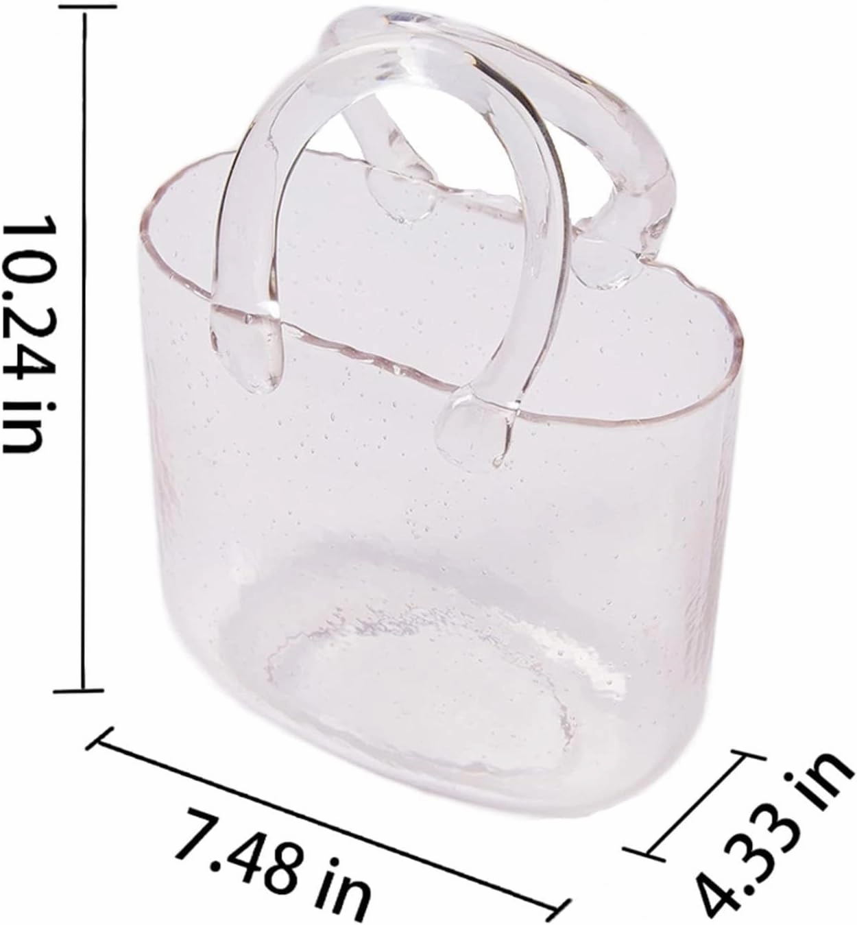 Handbag Vase, Vase with Handle Purse Vase with Fish Bowl Handbag Glass Vase, Decor Glass Vase for Photo/Birthday/Home Décor,Style1-Pink