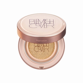 Hanskin Blemish Cover Conceal Cushion, Full Coverage Semi Matte Cushion Foundation Case SPF 50  , Lightweight Flawless Corrects Redness [No. 21 Cream/Semi Matte / 0.38 oz x 2 Refills]