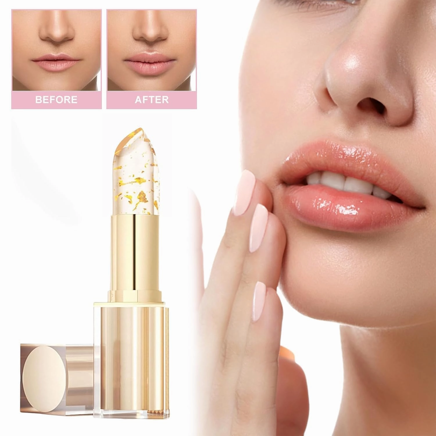 Hardpointing Color Changing Lipstick, Beneficial-Lipstick, Transparente-Transferproof Gold Crystal Color ChangingLipStick, Beneficial-LipStain, LevoraColorchangingLipStick (2PCS-B)