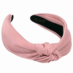 Headbands for Women, Dusty Pink Satin Knotted Headband Made of Silk Quality Satin Fabric, Fashion Designer Top Knot Head band