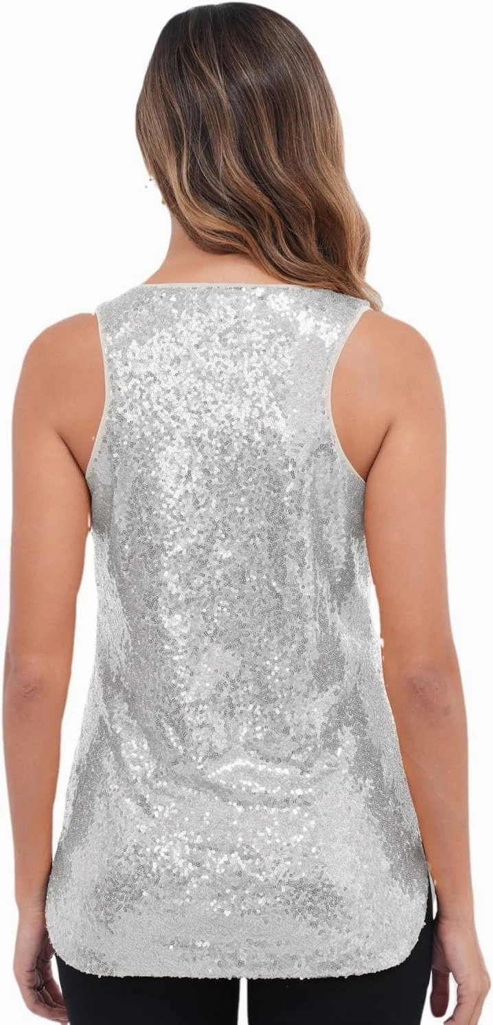 Henly Women's Sequin Tops Sleeveless Sparkle Sequin Tank Top Shimmer Vest Glitter Camisole