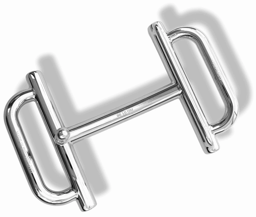 Hermes [50] Silver Laiton Palladium H ROYAL Belt Buckle 38 mm New with Pouch and white Box!