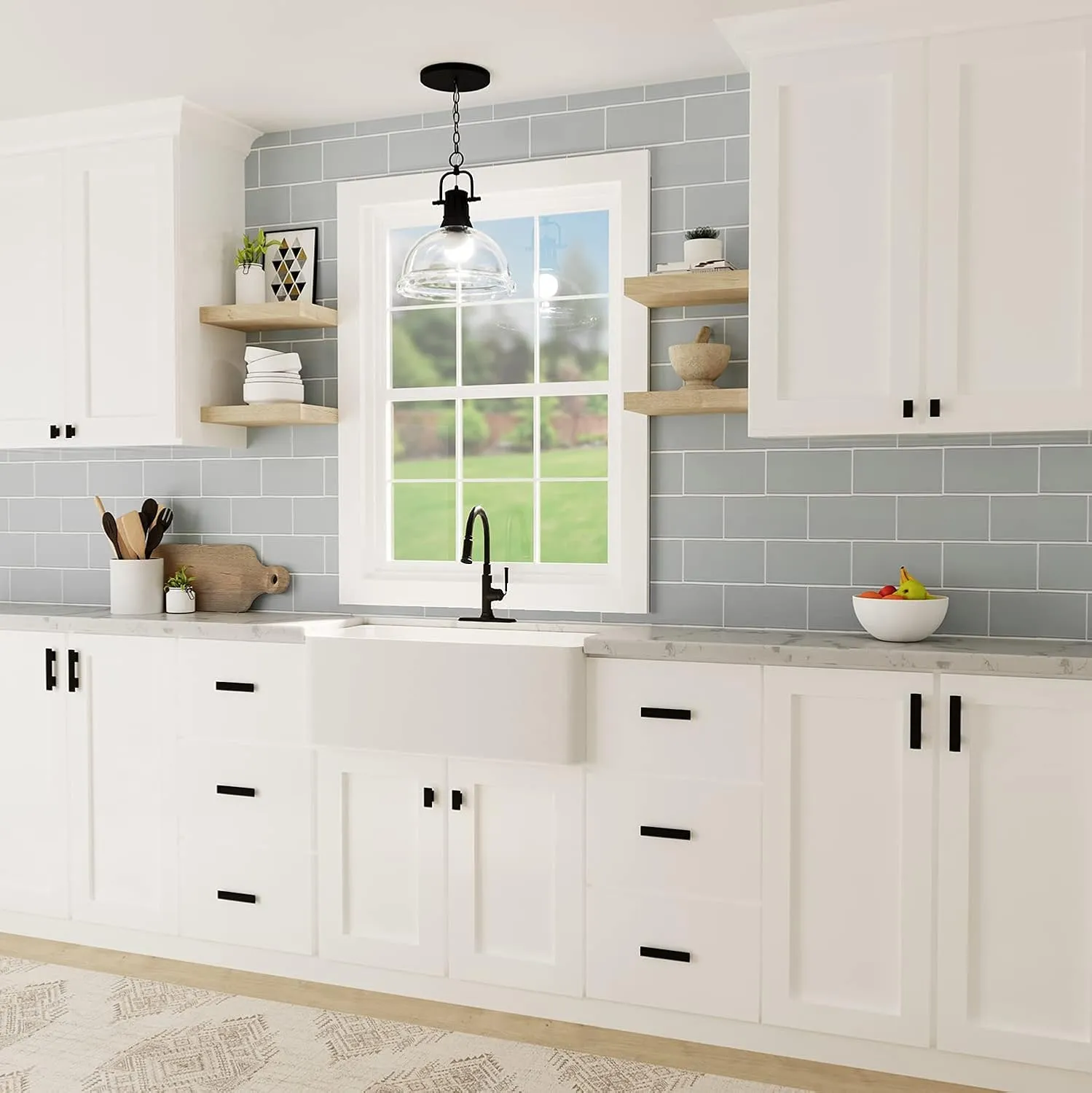 Hickory Hardware 10 Pack Solid Core Kitchen Cabinet Pulls, Luxury Cabinet Handles, Hardware for Doors & Dresser Drawers, 3 Inch & 3-3/4 Inch (96mm) Hole Center, Matte Black, Bungalow Collection