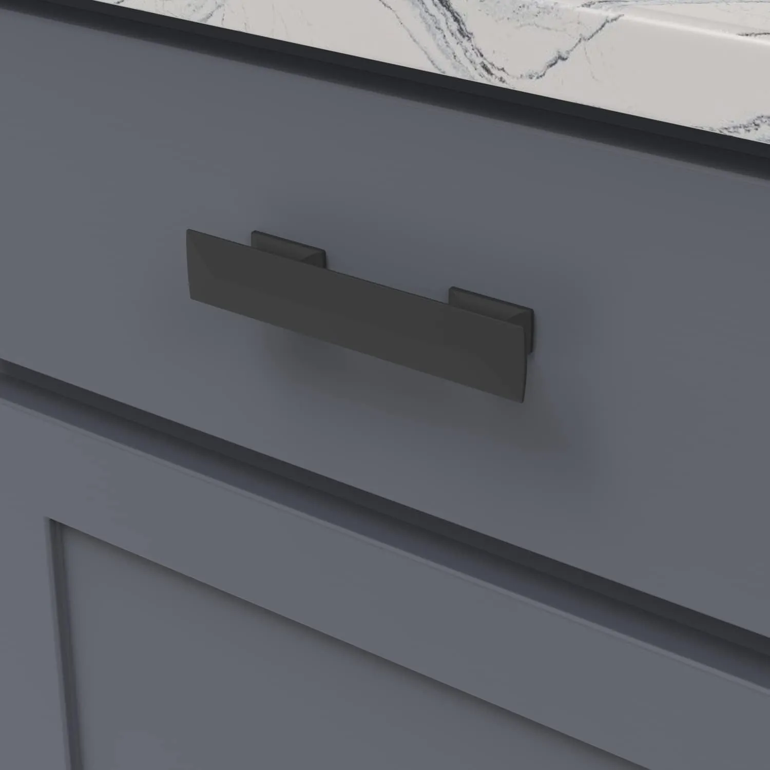 Hickory Hardware 10 Pack Solid Core Kitchen Cabinet Pulls, Luxury Cabinet Handles, Hardware for Doors & Dresser Drawers, 3 Inch & 3-3/4 Inch (96mm) Hole Center, Matte Black, Bungalow Collection