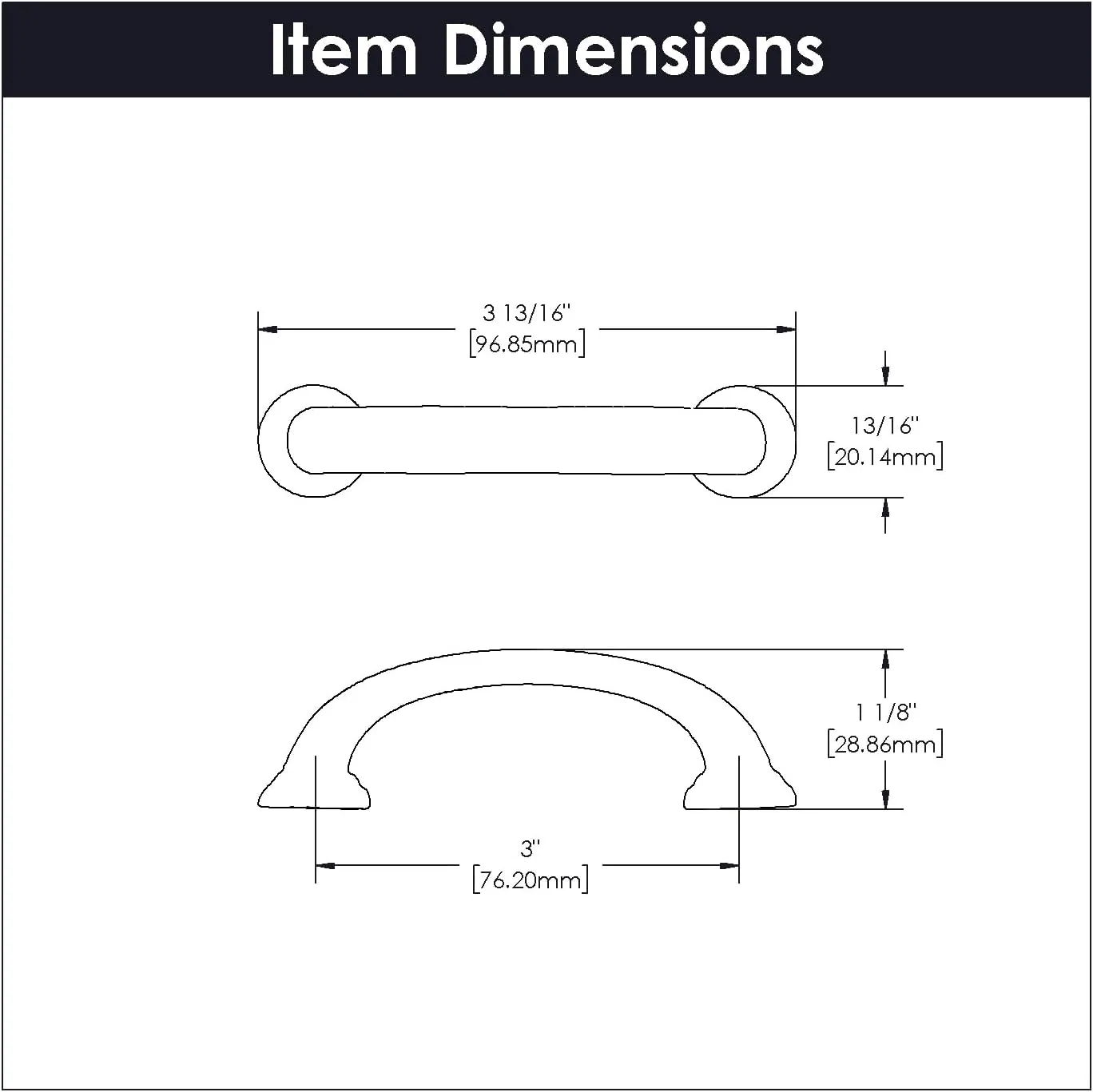 Hickory Hardware 10 Pack Solid Core Kitchen Cabinet Pulls, Luxury Cabinet Handles, Hardware for Doors & Dresser Drawers, 3 Inch Hole Center, Stainless Steel, Zephyr Collection