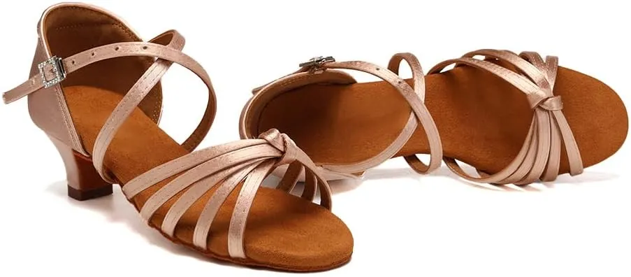 HIPPOSEUS Women's Professional Latin Dance Practice Shoes Open Toe Salsa and Bachata Dancing Shoes Kitten Heel