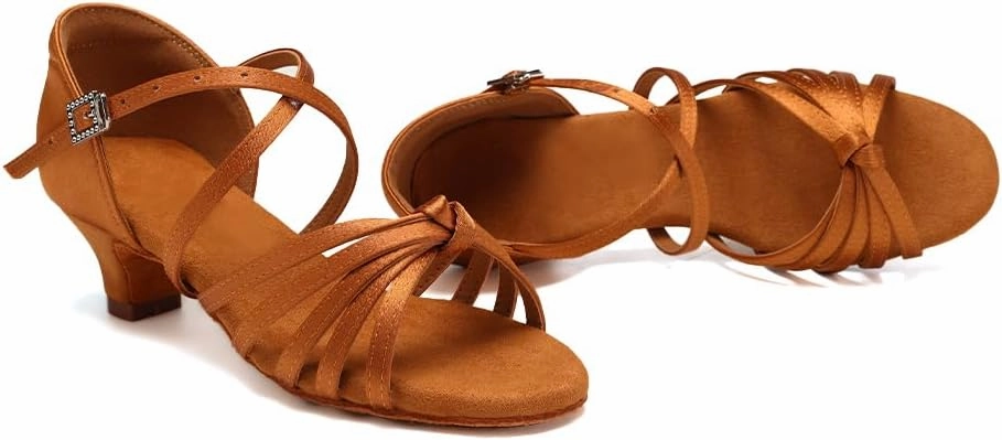 HIPPOSEUS Women's Professional Latin Dance Practice Shoes Open Toe Salsa and Bachata Dancing Shoes Kitten Heel