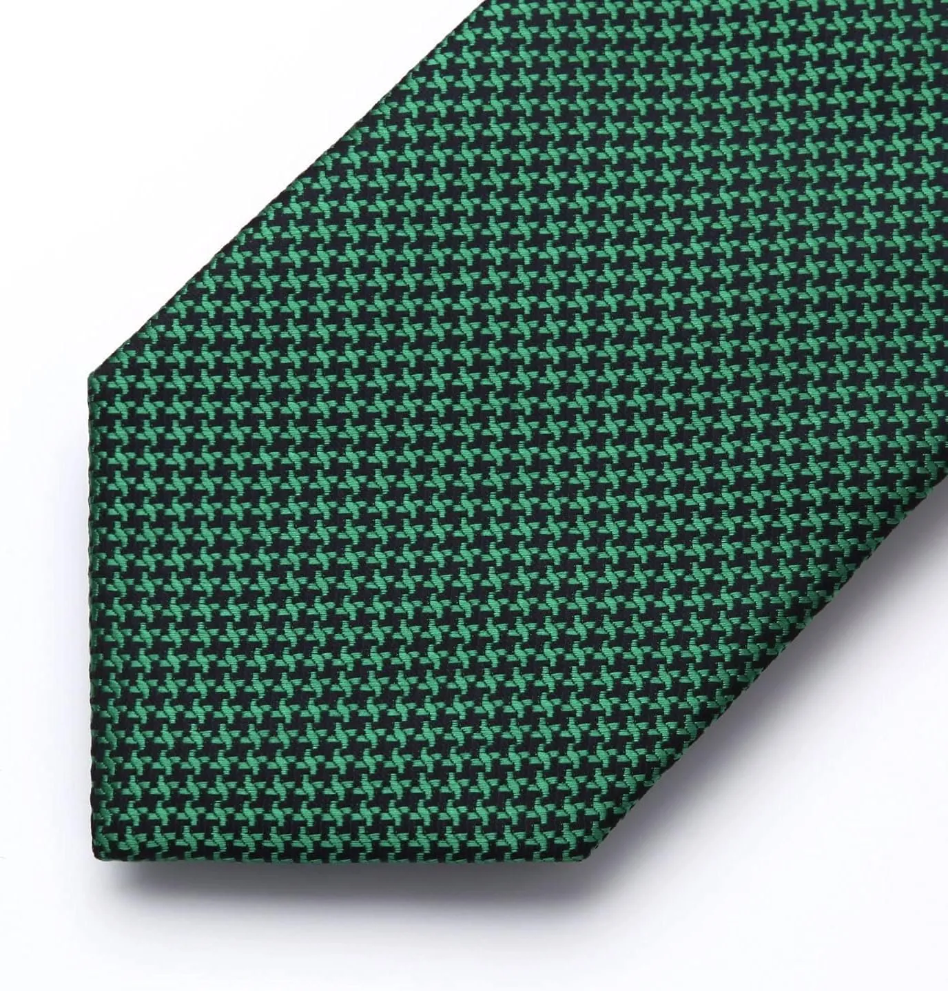 HISDERN Ties for Men Solid Houndstooth Neckties Handkerchief Formal Business Tie & Pocket Square Set Wedding Party