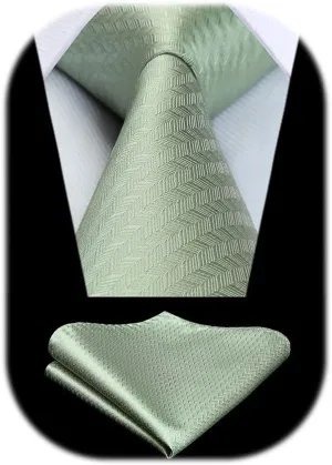 HISDERN Ties for Men Solid Houndstooth Neckties Handkerchief Formal Business Tie & Pocket Square Set Wedding Party