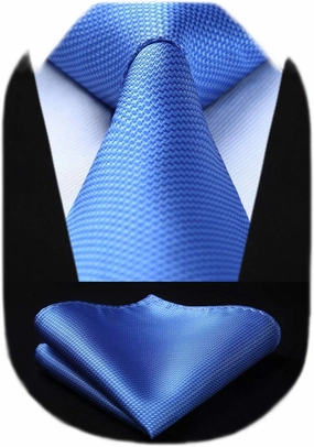 HISDERN Ties for Men Solid Houndstooth Neckties Handkerchief Formal Business Tie & Pocket Square Set Wedding Party