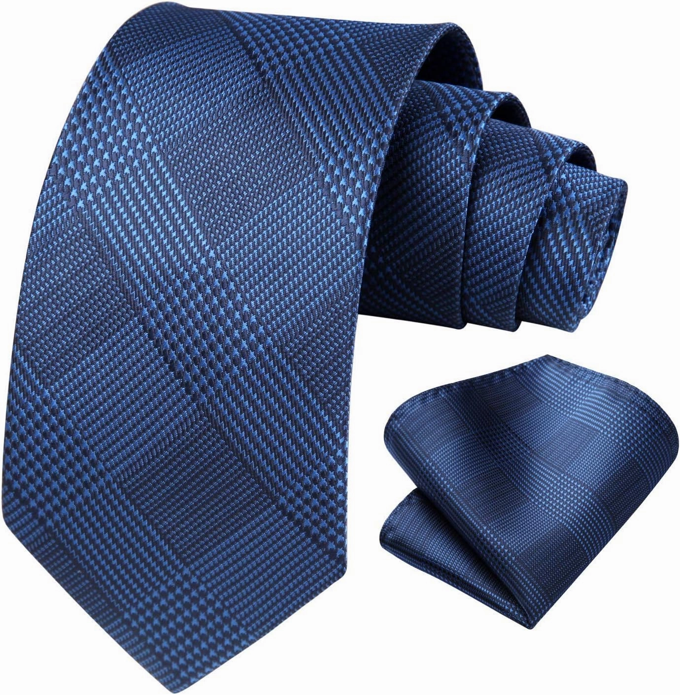 HISDERN Ties for Men Solid Houndstooth Neckties Handkerchief Formal Business Tie & Pocket Square Set Wedding Party