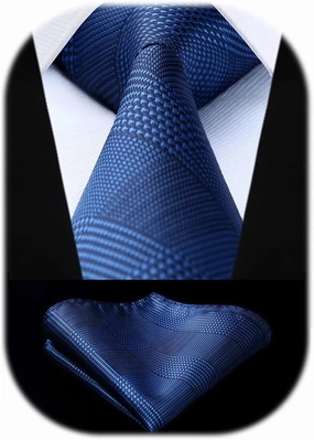 HISDERN Ties for Men Solid Houndstooth Neckties Handkerchief Formal Business Tie & Pocket Square Set Wedding Party