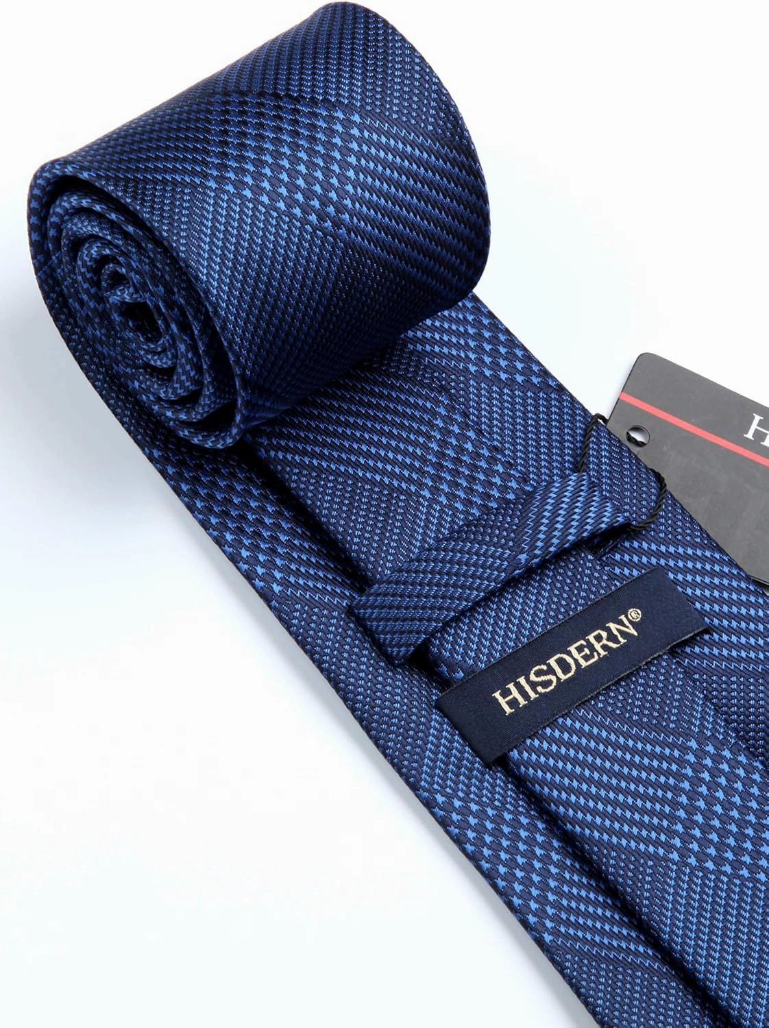 HISDERN Ties for Men Solid Houndstooth Neckties Handkerchief Formal Business Tie & Pocket Square Set Wedding Party