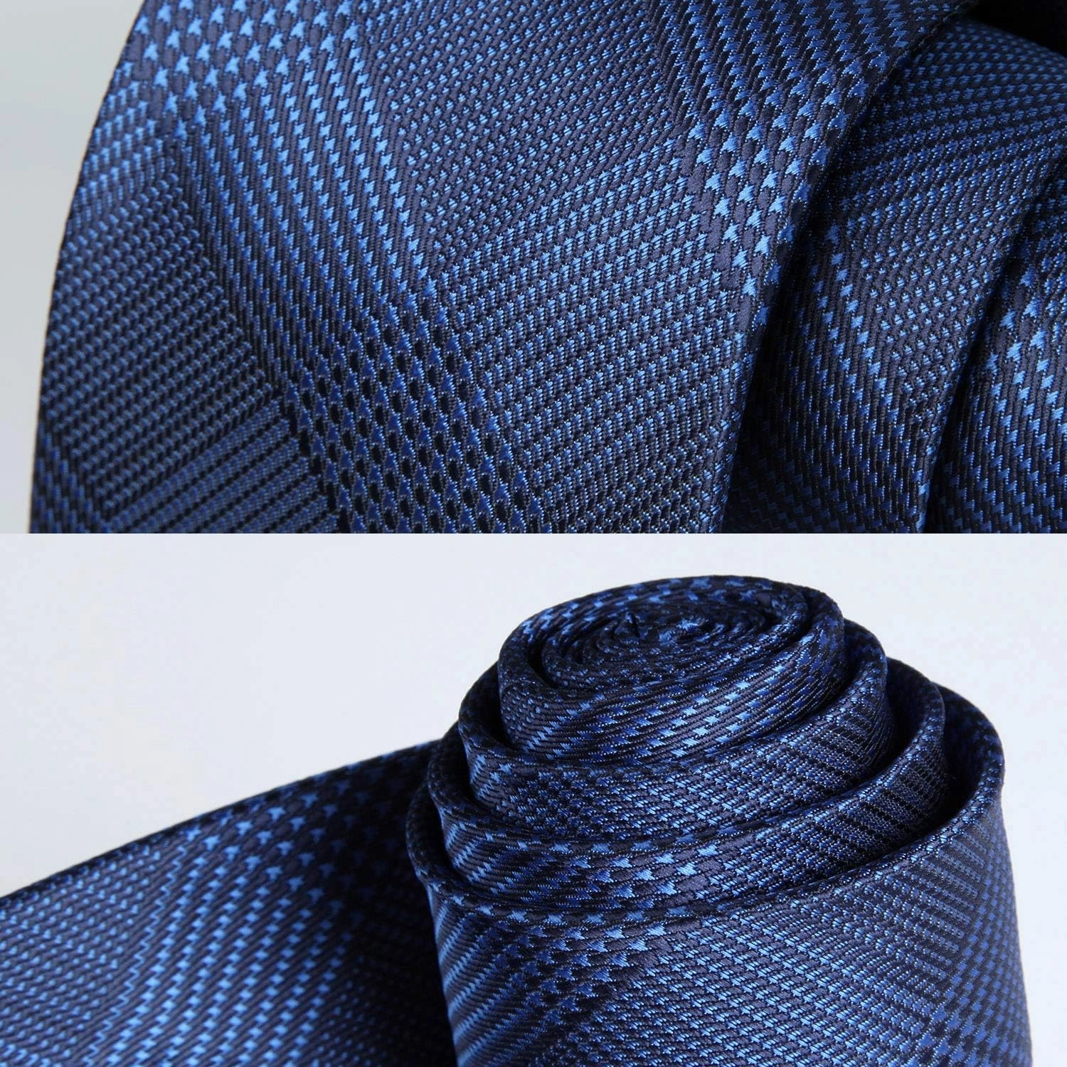 HISDERN Ties for Men Solid Houndstooth Neckties Handkerchief Formal Business Tie & Pocket Square Set Wedding Party