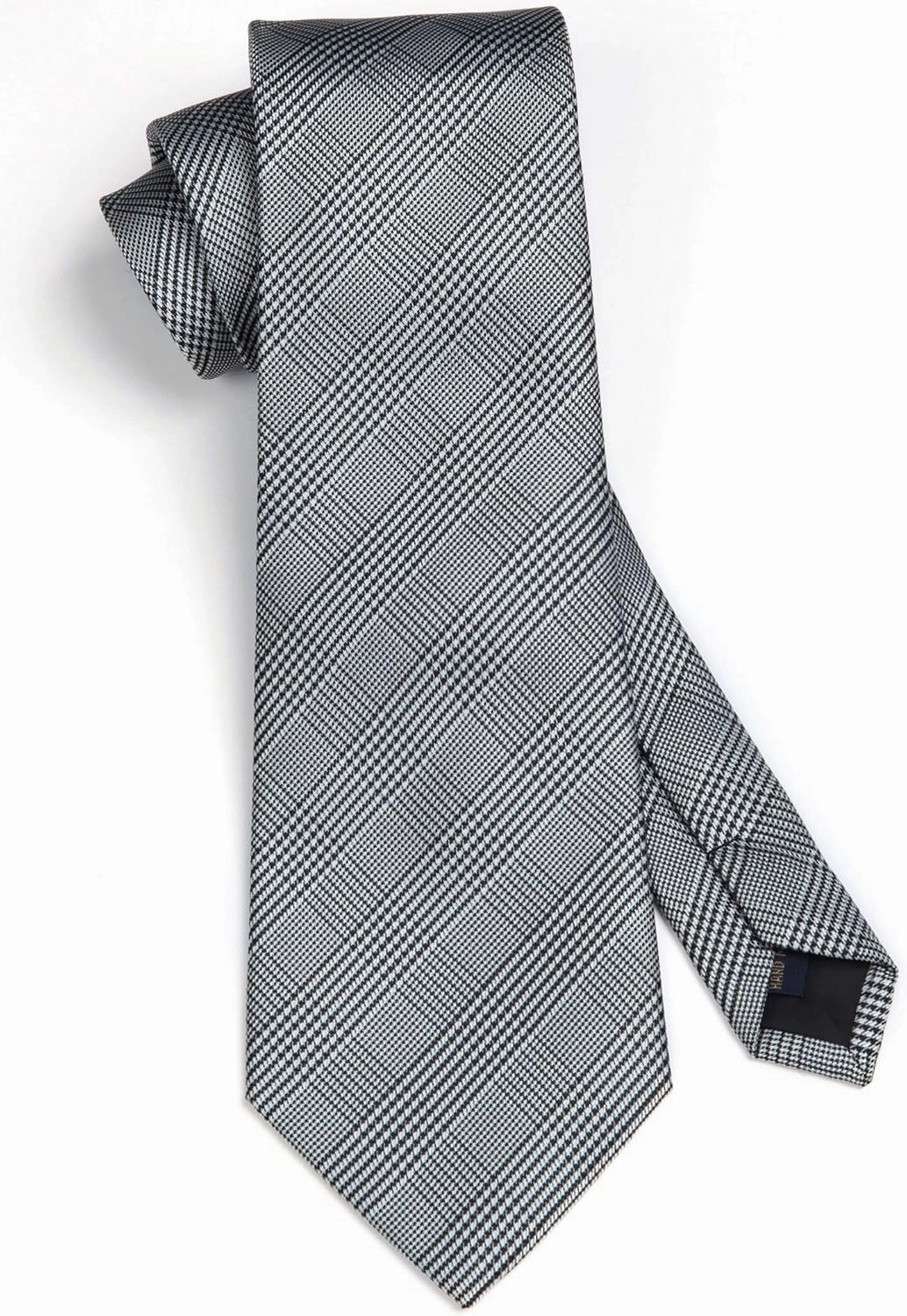 HISDERN Ties for Men Solid Houndstooth Neckties Handkerchief Formal Business Tie & Pocket Square Set Wedding Party
