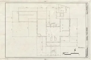 Historic Pictoric : Blueprint Foundation Plan - Patapsco Female Institute, Church Road, Berg Alnwick, Ellicott City, Howard County, MD 12in x 08in