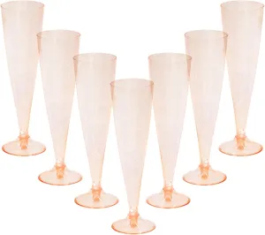 Homy Feel 30 Pack Rose Gold Glitter Plastic Rose Gold Wine Glasses,5OZ Champagne Flutes Disposable for Party,Plastic Champagne Flutes,Mimosa Bar Glasse for Valentine's day Galentines day Supplies