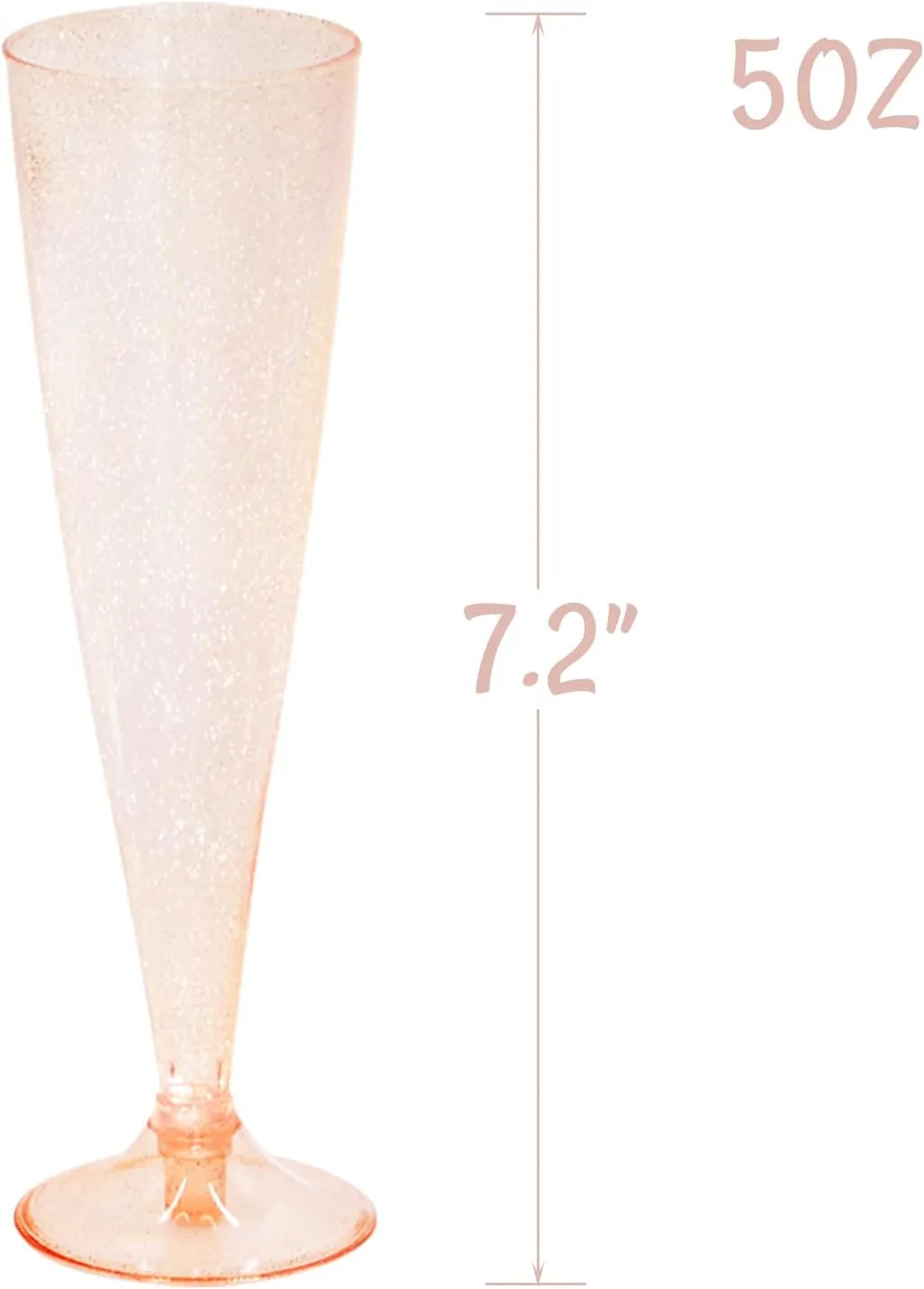 Homy Feel 30 Pack Rose Gold Glitter Plastic Rose Gold Wine Glasses,5OZ Champagne Flutes Disposable for Party,Plastic Champagne Flutes,Mimosa Bar Glasse for Valentine's day Galentines day Supplies