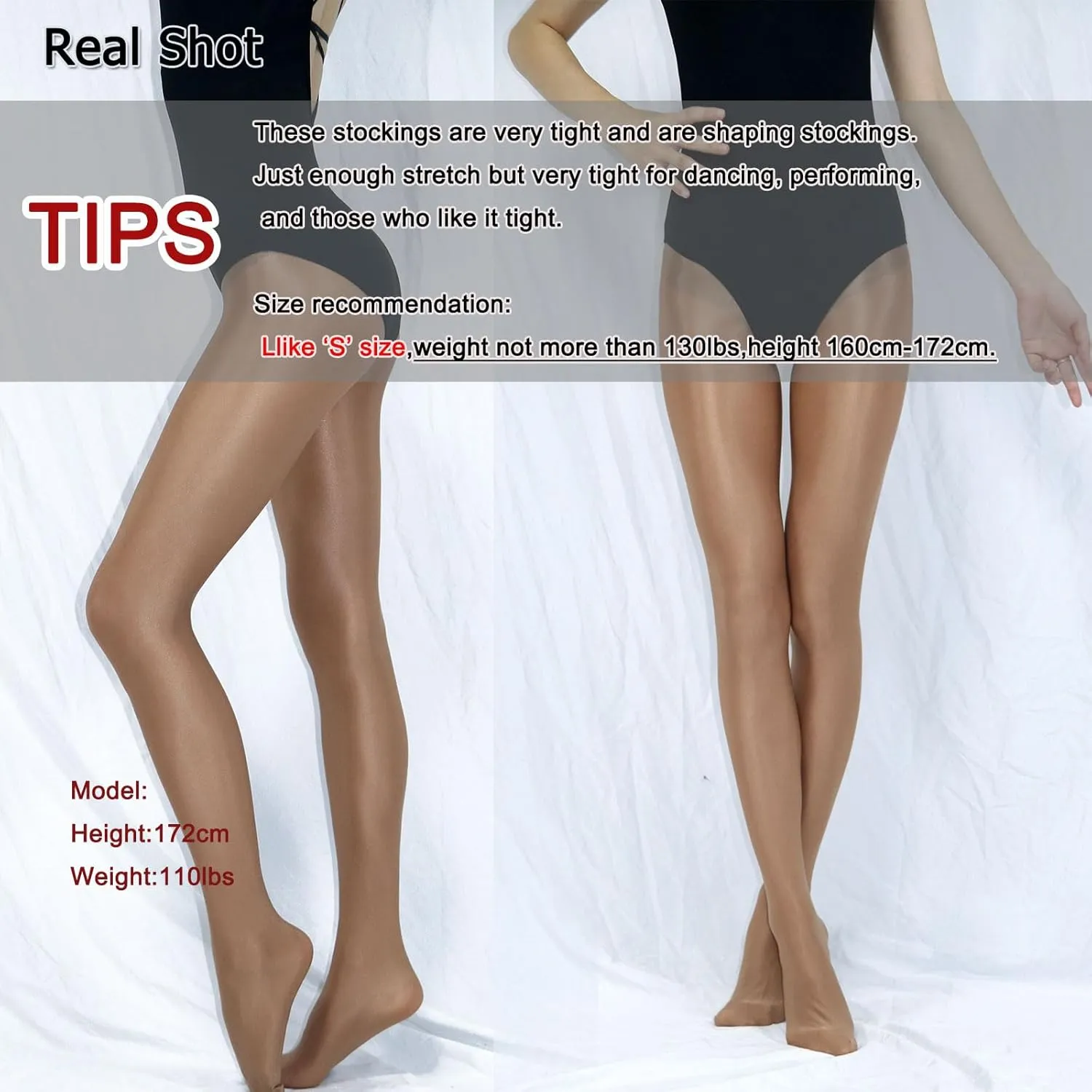 HTRUIYA Women's Sheer Reflective Shiny Silk Pantyhose 70D Flash Oil Bright Shaping Dance Stockings Tights