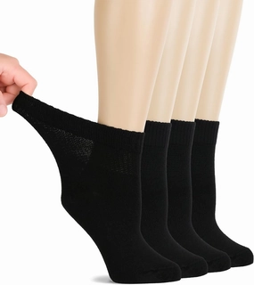 Hugh Ugoli Diabetic Socks for Women, Extremely Soft, Bamboo, Ankle, Thin, Wide, Loose, Non-Binding Top, Seamless Toe, 4 Pairs