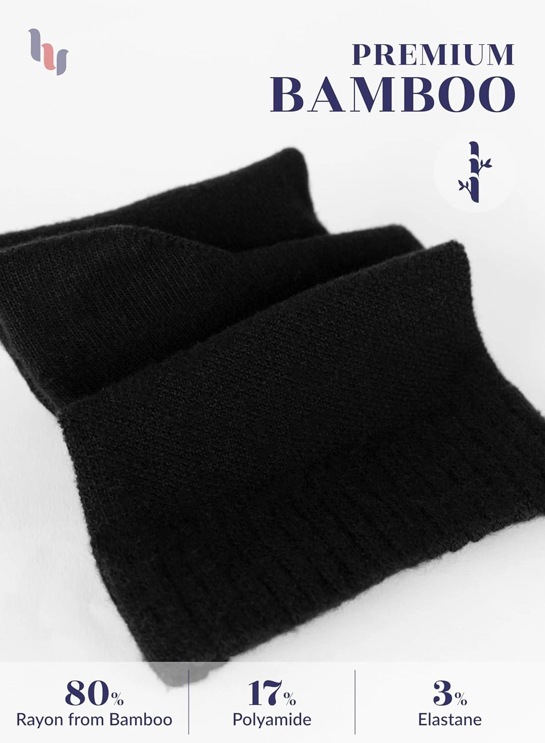 Hugh Ugoli Diabetic Socks for Women, Extremely Soft, Bamboo, Ankle, Thin, Wide, Loose, Non-Binding Top, Seamless Toe, 4 Pairs