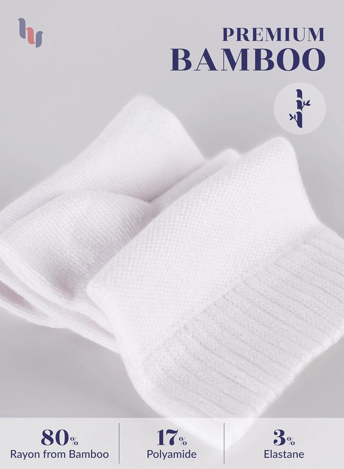Hugh Ugoli Diabetic Socks for Women, Super Soft, Thin Bamboo Ankle Socks, Wide, Loose, Non-Binding Top, Seamless Toe, 4 Pairs