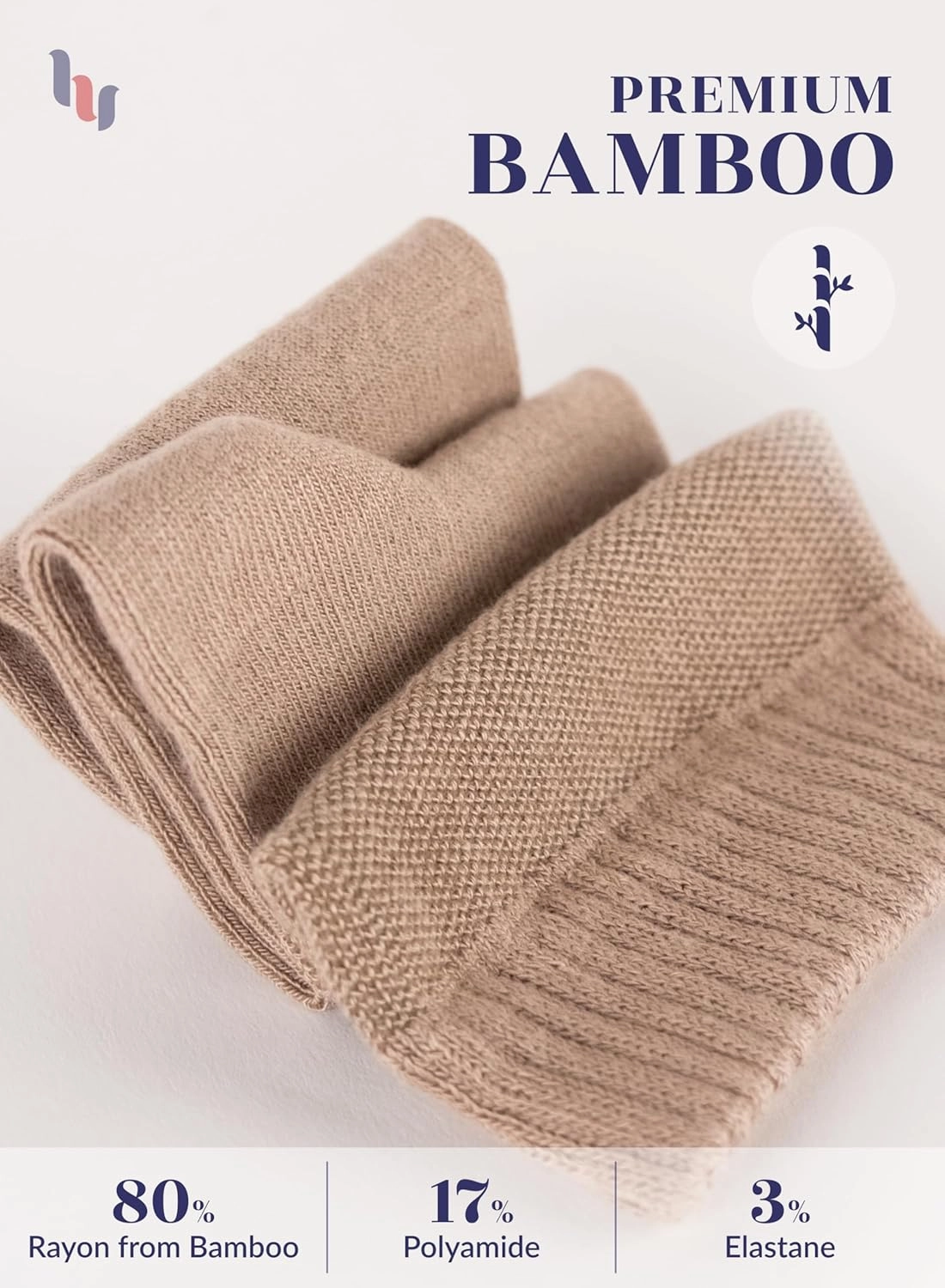 Hugh Ugoli Diabetic Socks for Women, Super Soft, Thin Bamboo Ankle Socks, Wide, Loose, Non-Binding Top, Seamless Toe, 4 Pairs