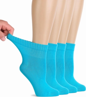 Hugh Ugoli Diabetic Socks for Women, Super Soft, Thin Bamboo Ankle Socks, Wide, Loose, Non-Binding Top, Seamless Toe, 4 Pairs