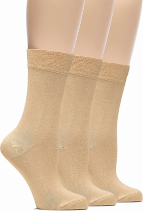 Hugh Ugoli Womens Bamboo Dress Socks, Extremely Soft, Thin, Crew Socks for Business Trouser Casual, Non-Binding, 3-6 Pairs