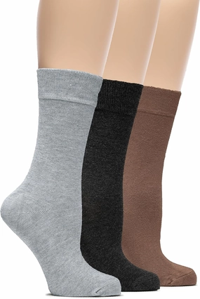 Hugh Ugoli Womens Bamboo Dress Socks, Extremely Soft, Thin, Crew Socks for Business Trouser Casual, Non-Binding, 3-6 Pairs