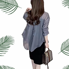 HUIQINGLI Summer Sunscreen Chiffon Shirt, Women's Long Sleeve Uv Blocking Shirts, Lightweight Breathable Loose Blouse