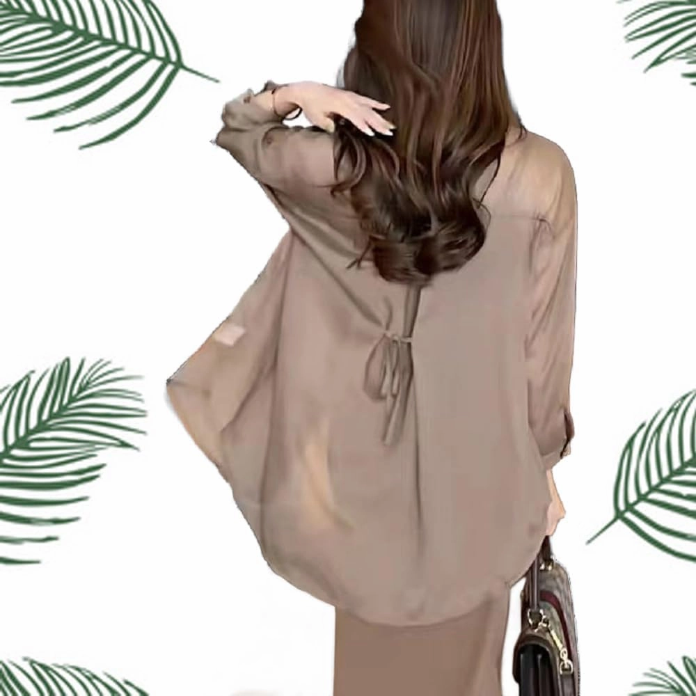 HUIQINGLI Summer Sunscreen Chiffon Shirt, Women's Long Sleeve Uv Blocking Shirts, Lightweight Breathable Loose Blouse