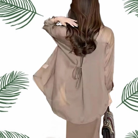 HUIQINGLI Summer Sunscreen Chiffon Shirt, Women's Long Sleeve Uv Blocking Shirts, Lightweight Breathable Loose Blouse