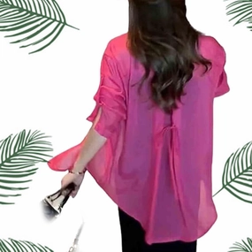 HUIQINGLI Summer Sunscreen Chiffon Shirt, Women's Long Sleeve Uv Blocking Shirts, Lightweight Breathable Loose Blouse