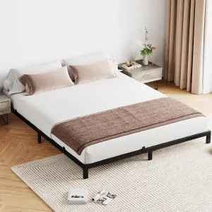 IDEALHOUSE 6 Inch Queen Bed Frame with Under Bed Storage, Heavy Duty Mattress Foundation, Easy Assembly, No Box Spring Needed, 79.9''Dx60.4''Wx6''H Platform Bed for Bedroom, Apartment, Black, Mental