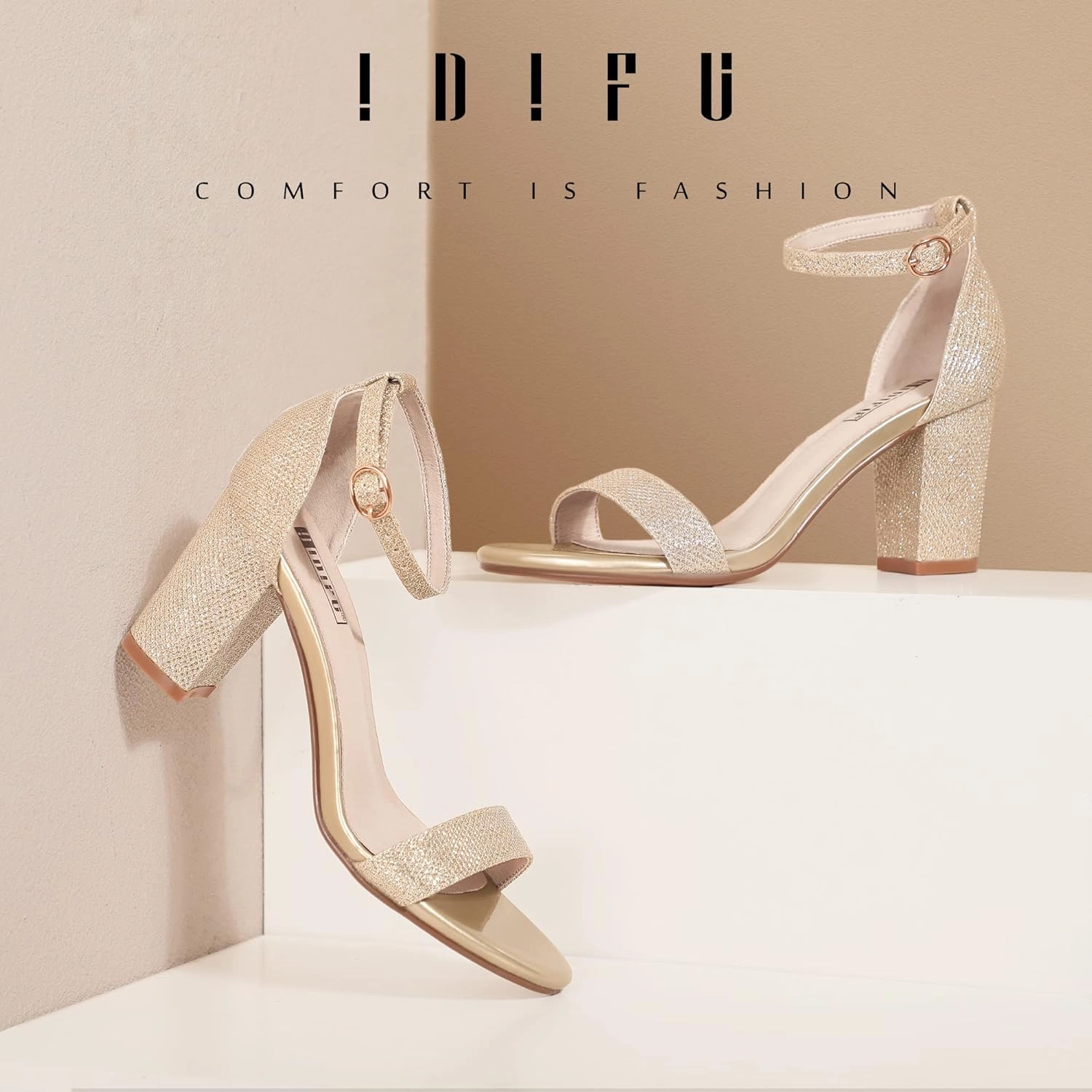 IDIFU Women's 3 Inch Heel Sandals for Women