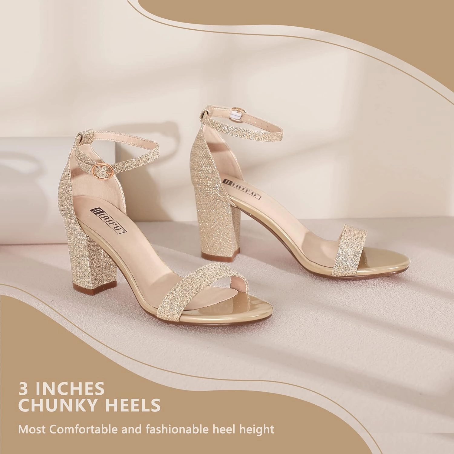 IDIFU Women's 3 Inch Heel Sandals for Women