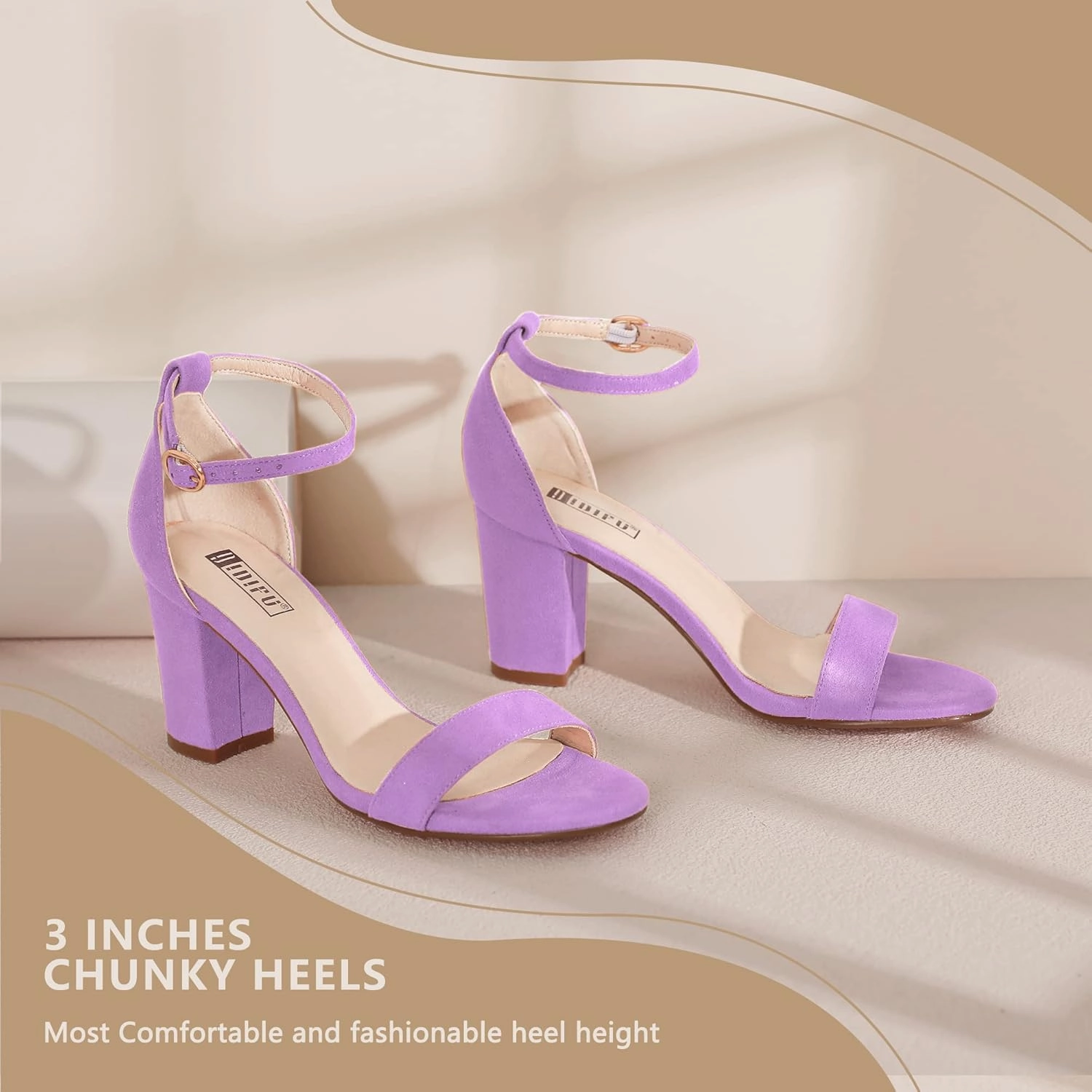 IDIFU Women's 3 Inch Heel Sandals for Women