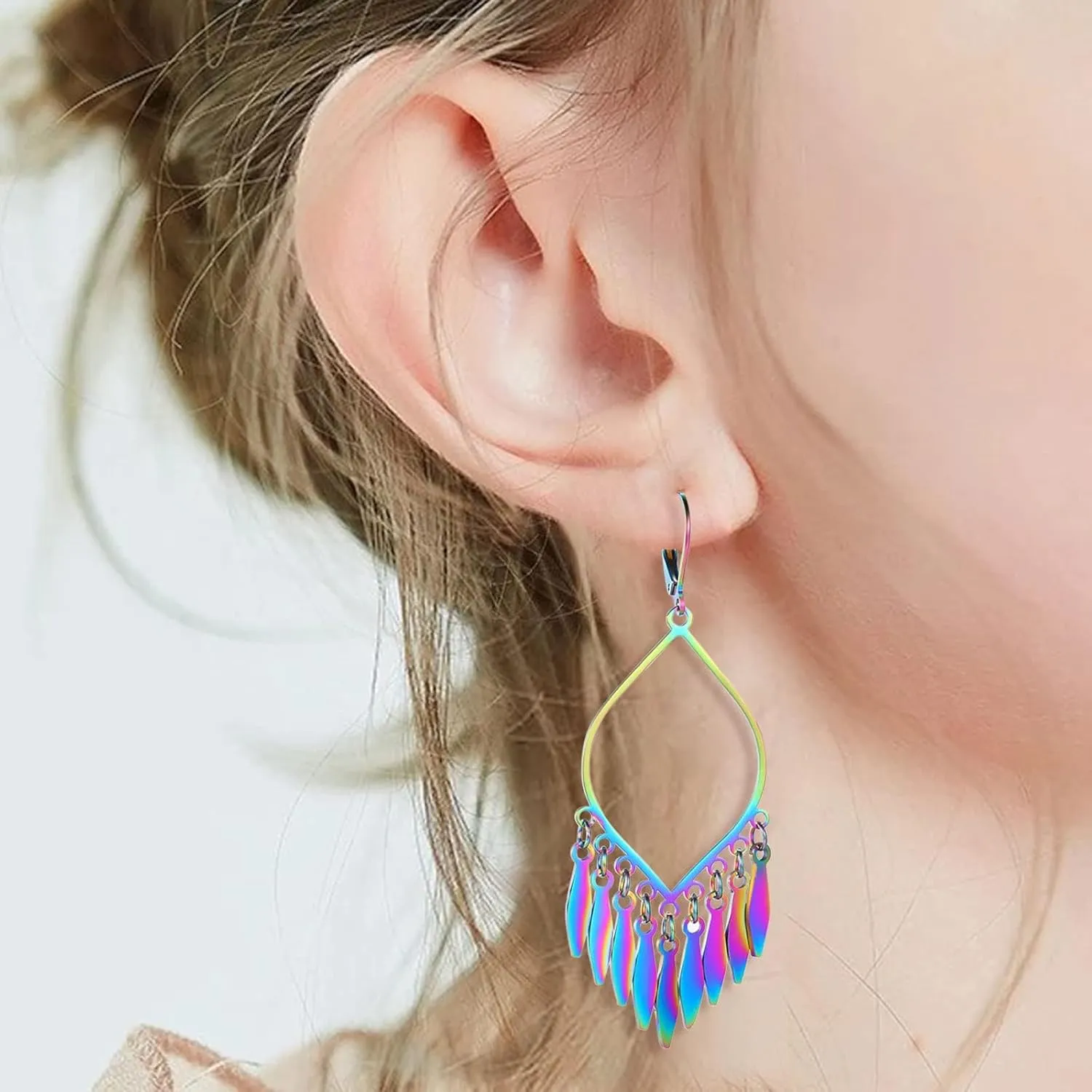 Indian Earrings For Women, Chandelier Earrings, Boho Feather Gold Tassel Dangling Bollywood Leaf Dangle Large Statement Bohemian Jewelry Mexican Long Drop Black Earrings With Lever Backs