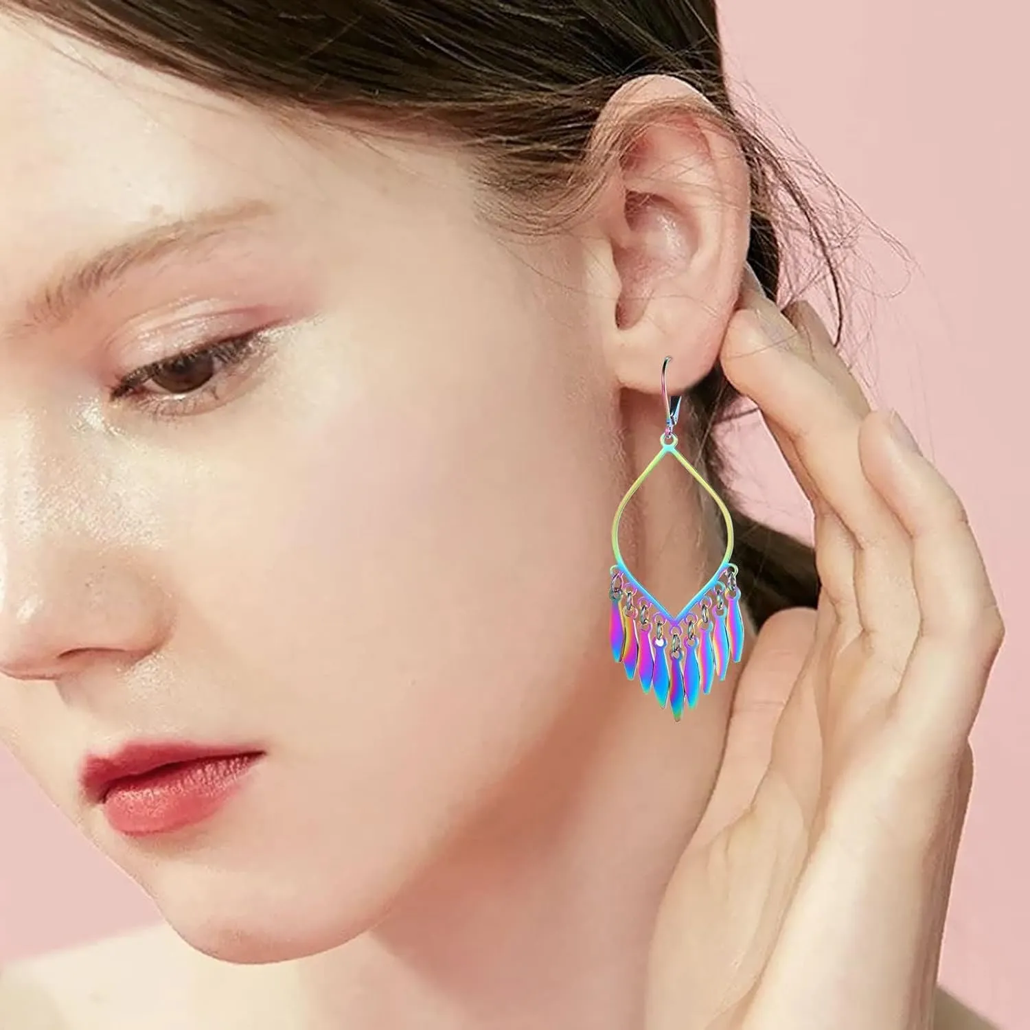 Indian Earrings For Women, Chandelier Earrings, Boho Feather Gold Tassel Dangling Bollywood Leaf Dangle Large Statement Bohemian Jewelry Mexican Long Drop Black Earrings With Lever Backs