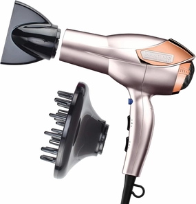 INFINITIPRO BY CONAIR Hair Dryer with Diffuser | Volume and Shine Pro AC Motor Blow Dryer | Includes Diffuser and Concentrator | Rose Gold