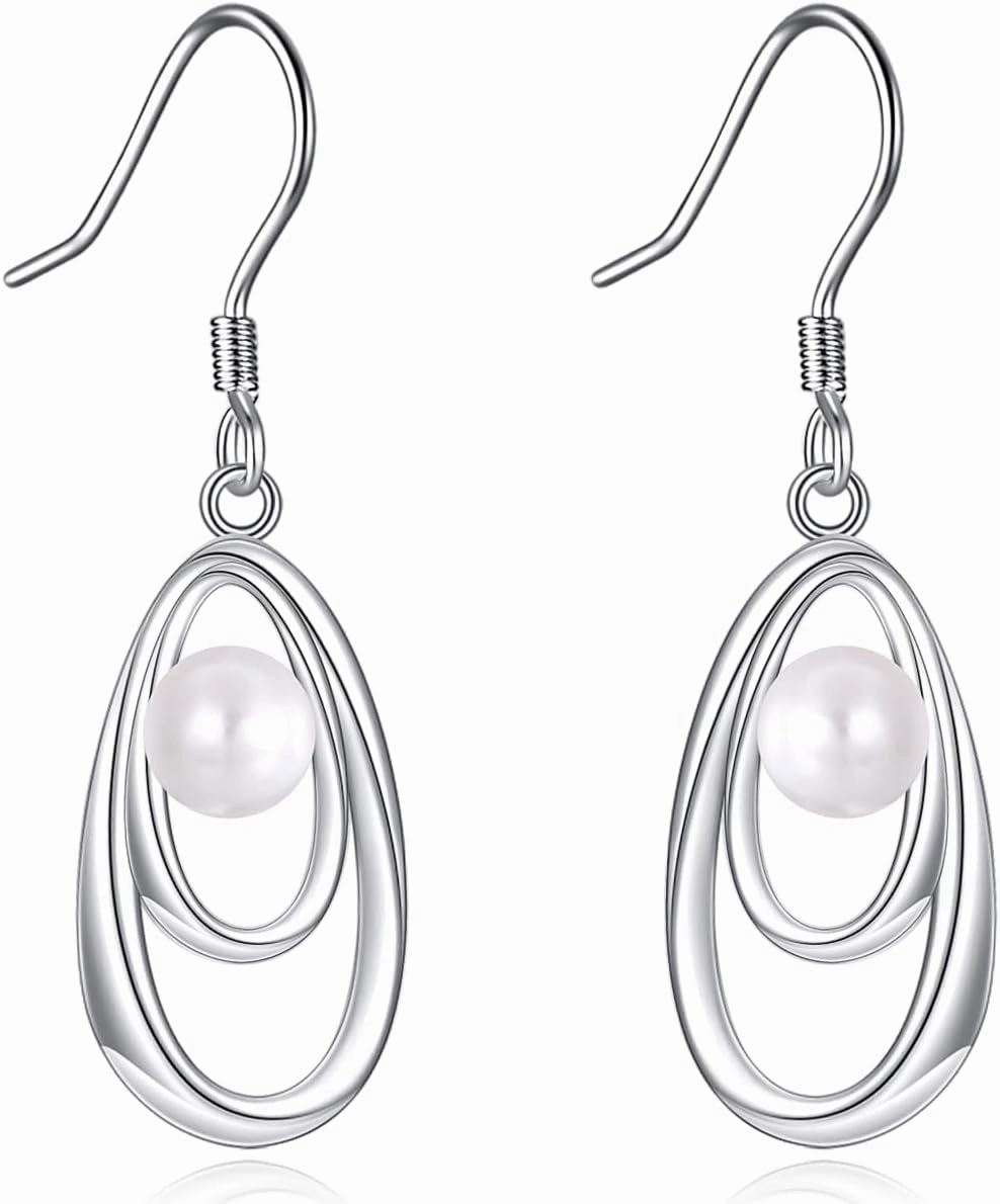 Infinity Earrings for Women Dangle 925 Sterling Silver Freshwater Pearl Leverback Earrings Rose Earrings Jewelry Birthday Mothers Day Jewelry Gifts for Mom Friends