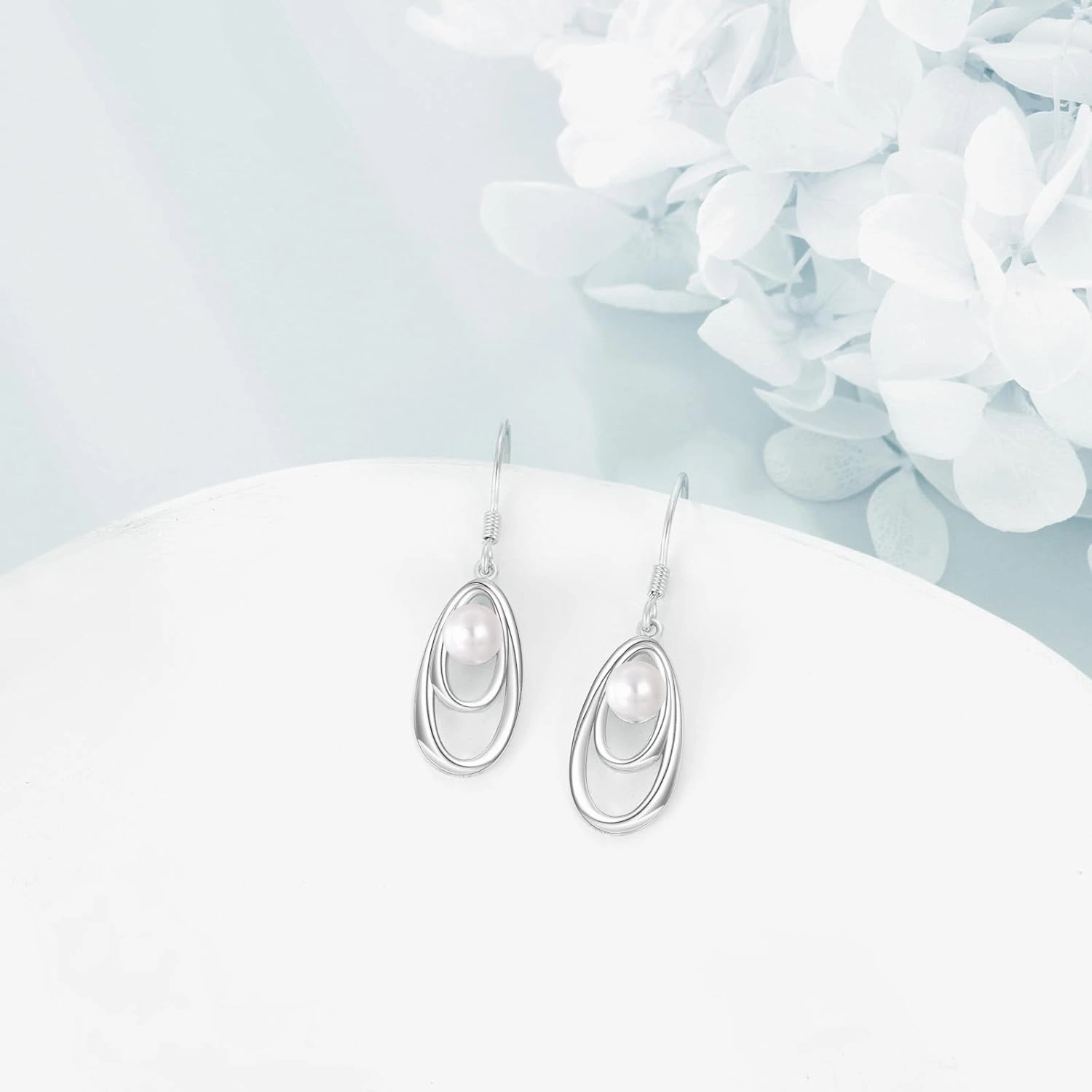 Infinity Earrings for Women Dangle 925 Sterling Silver Freshwater Pearl Leverback Earrings Rose Earrings Jewelry Birthday Mothers Day Jewelry Gifts for Mom Friends