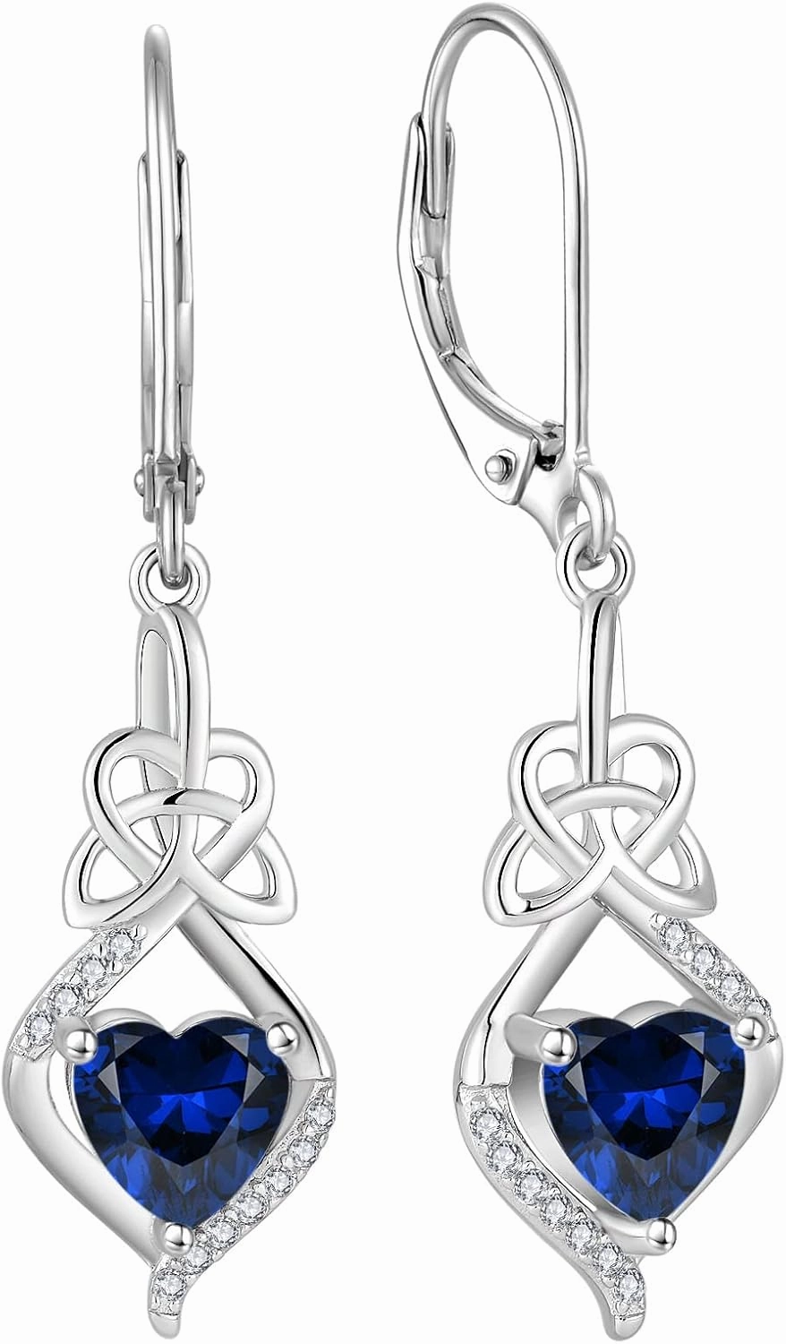 Irish Celtic Knot Earrings for Women 925 Sterling Silver Dangle Drop Infinity Leverback Earrings with Birthstone Good Luck Jewelry Gifts for Women Her
