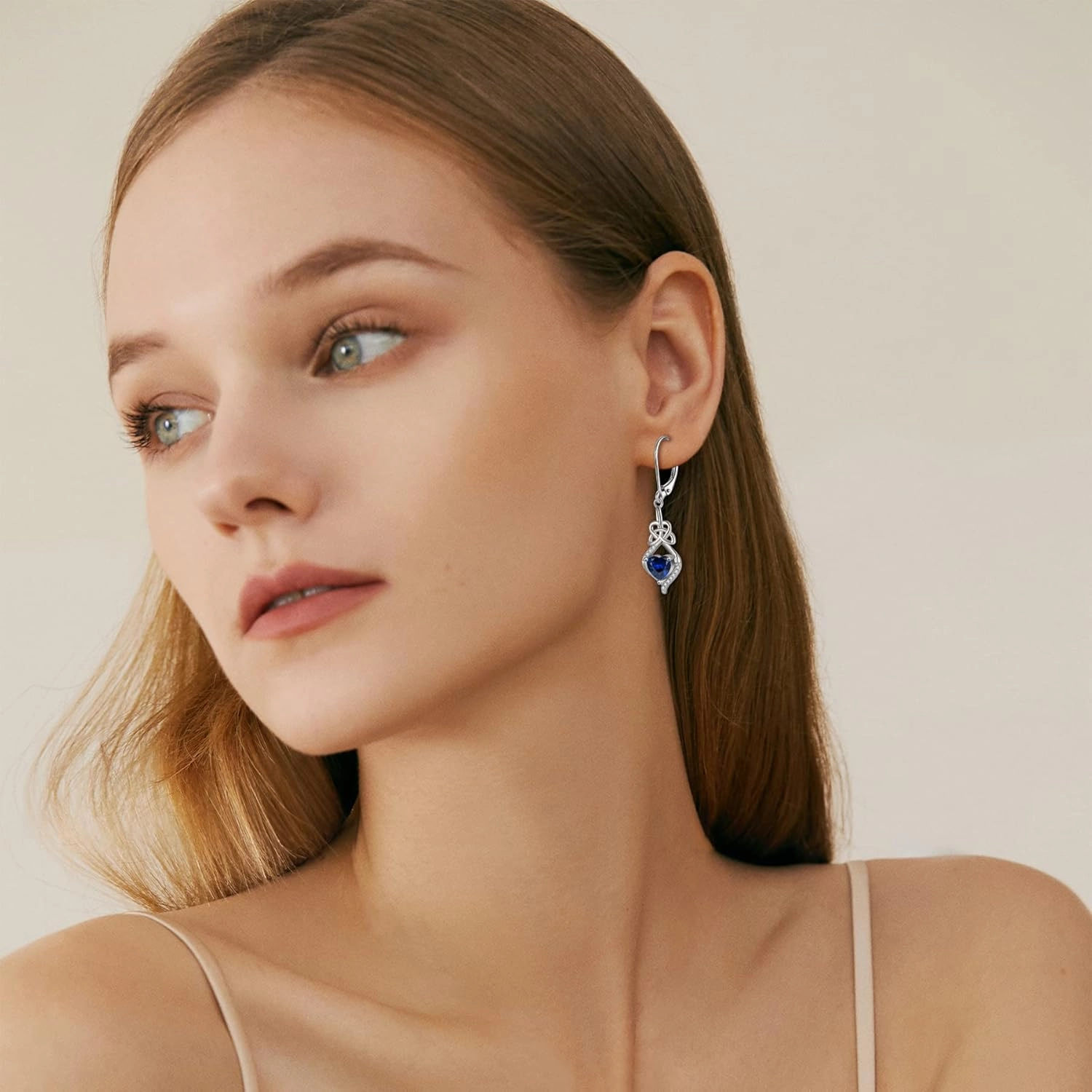 Irish Celtic Knot Earrings for Women 925 Sterling Silver Dangle Drop Infinity Leverback Earrings with Birthstone Good Luck Jewelry Gifts for Women Her