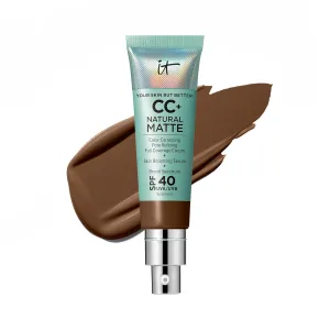 IT Cosmetics CC  Cream Natural Matte - Hydrating Full Coverage Foundation With SPF 40, Shine-Reducing Color-Corrector & Skin-Balancing Serum, With Hyaluronic Acid, For Oily Skin - 1.08 fl oz