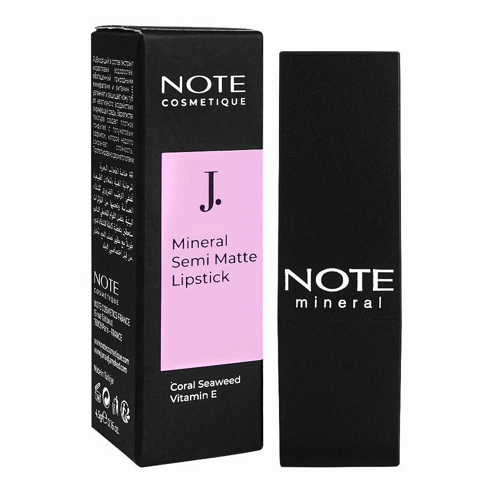 J. Note Mineral Semi Matte Lipstick, 01 Intense Nude, Paraben Free