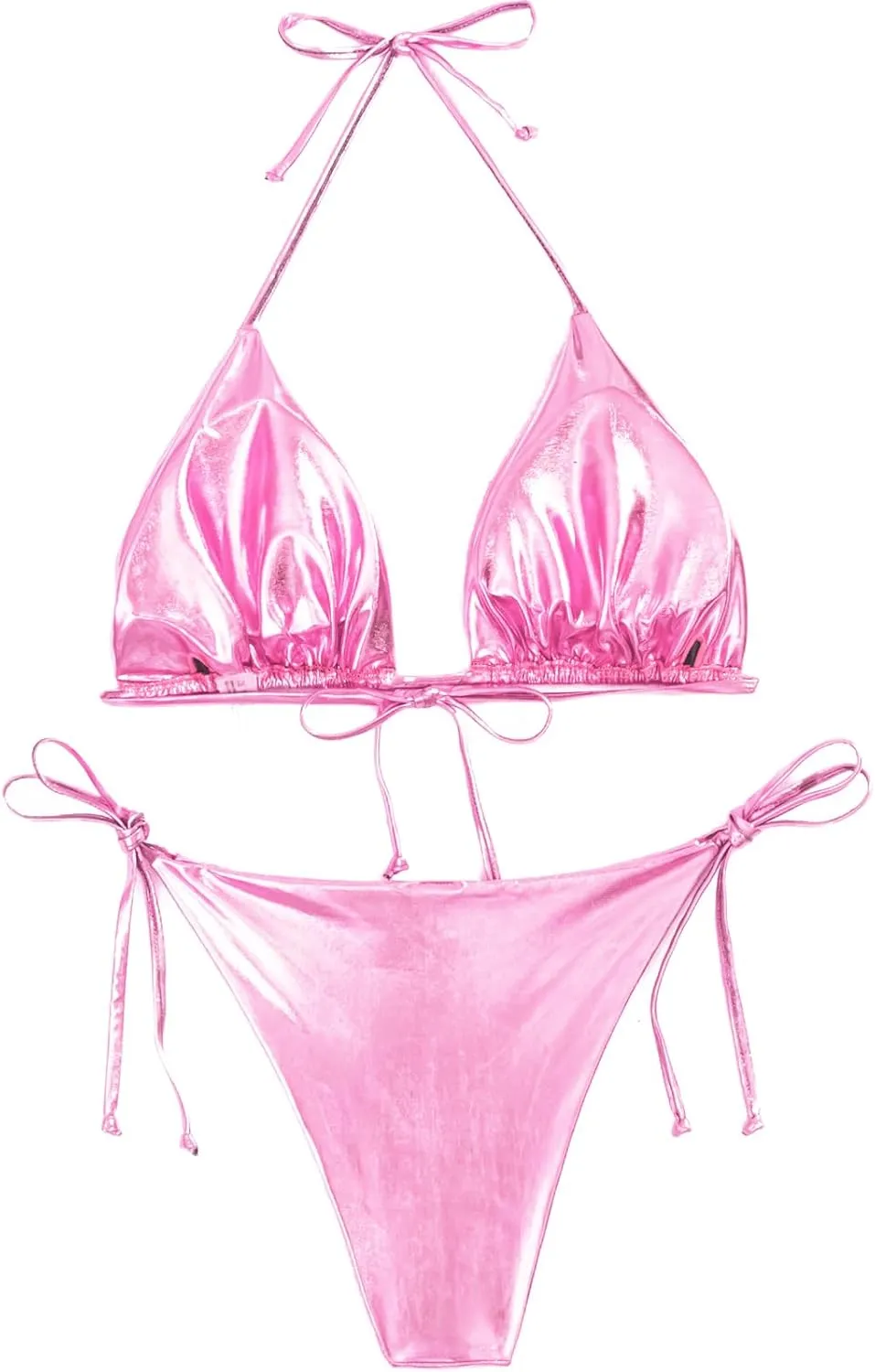 JAZARA Womens Metallic Bikini Set String Triangle Sexy Two Piece Swimsuit Bathing Suit