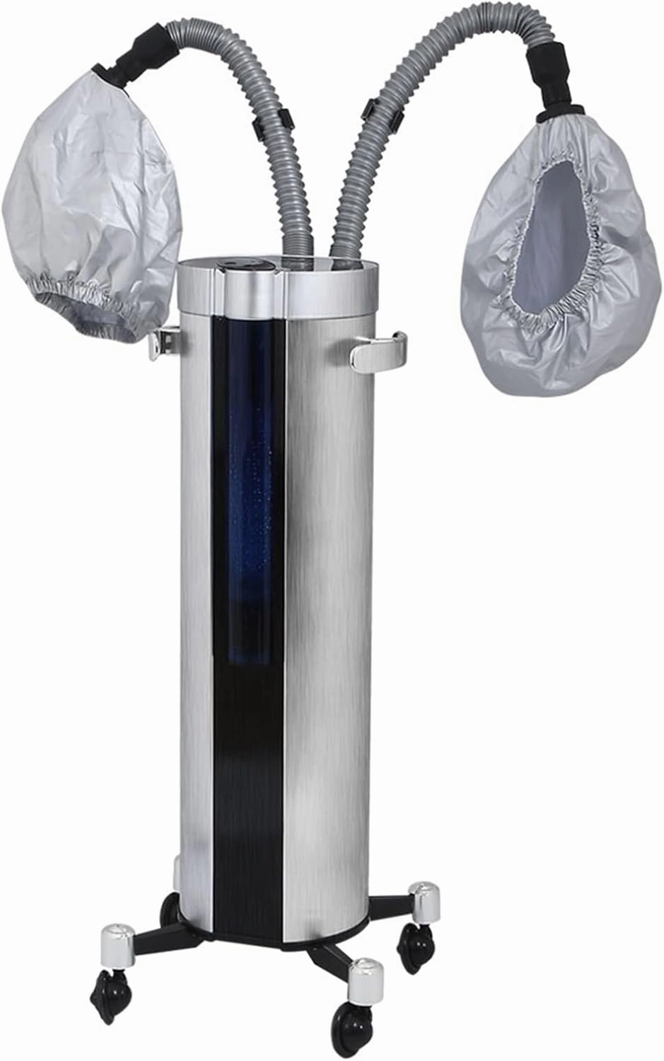 Jcgly Nano Hair Steamer with 2 Caps, Standing Professional Hair Processor, 2-in-1 Hair & Face Steamer for Salon SPA Barber Shop, Silver Aluminum Alloy
