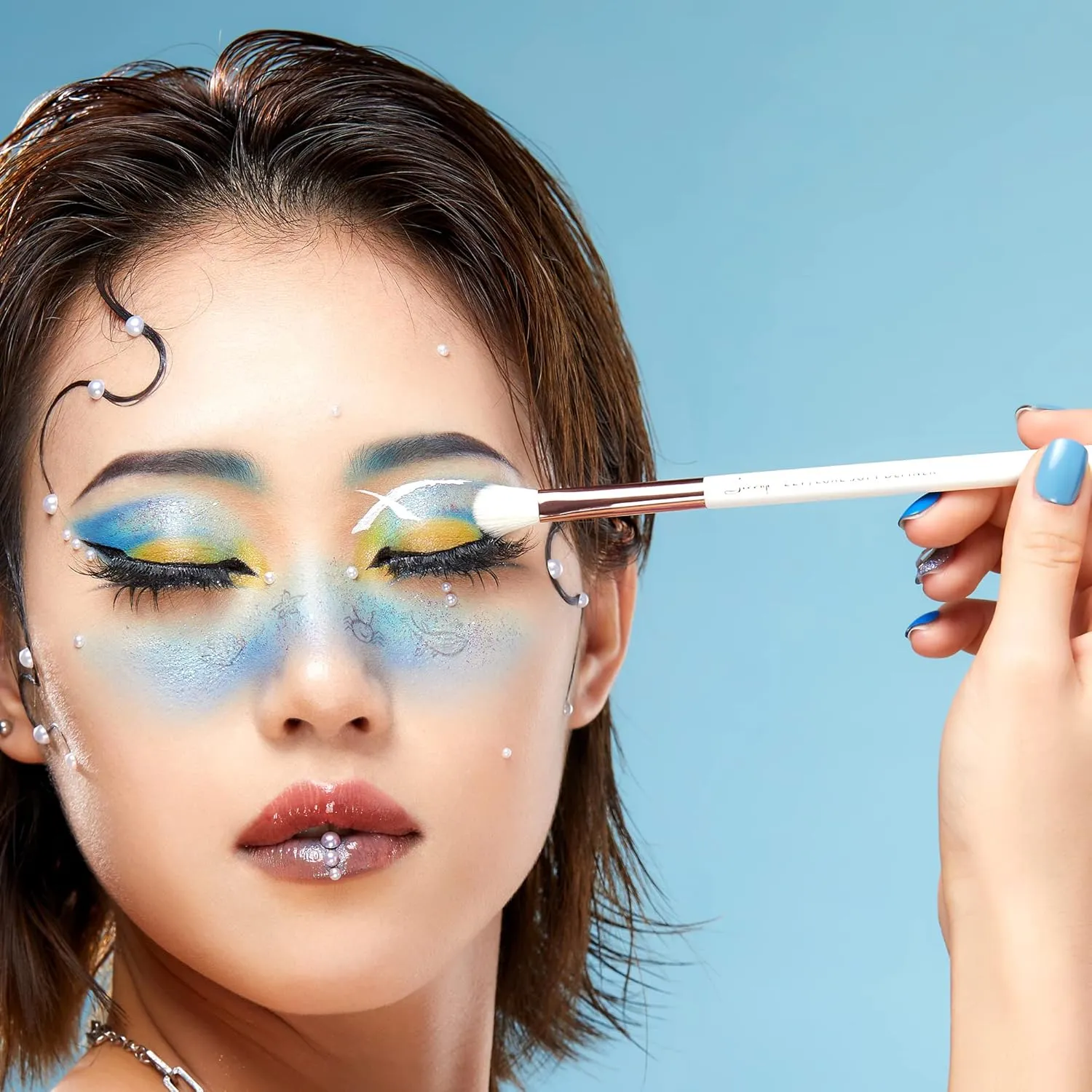 Jessup Eye Makeup Brush Set Professional 15pcs White/Rose Gold Premium Natural-synthetic Eye Shadow Blending Concealer Eye & Brow Liner Brushes, T217